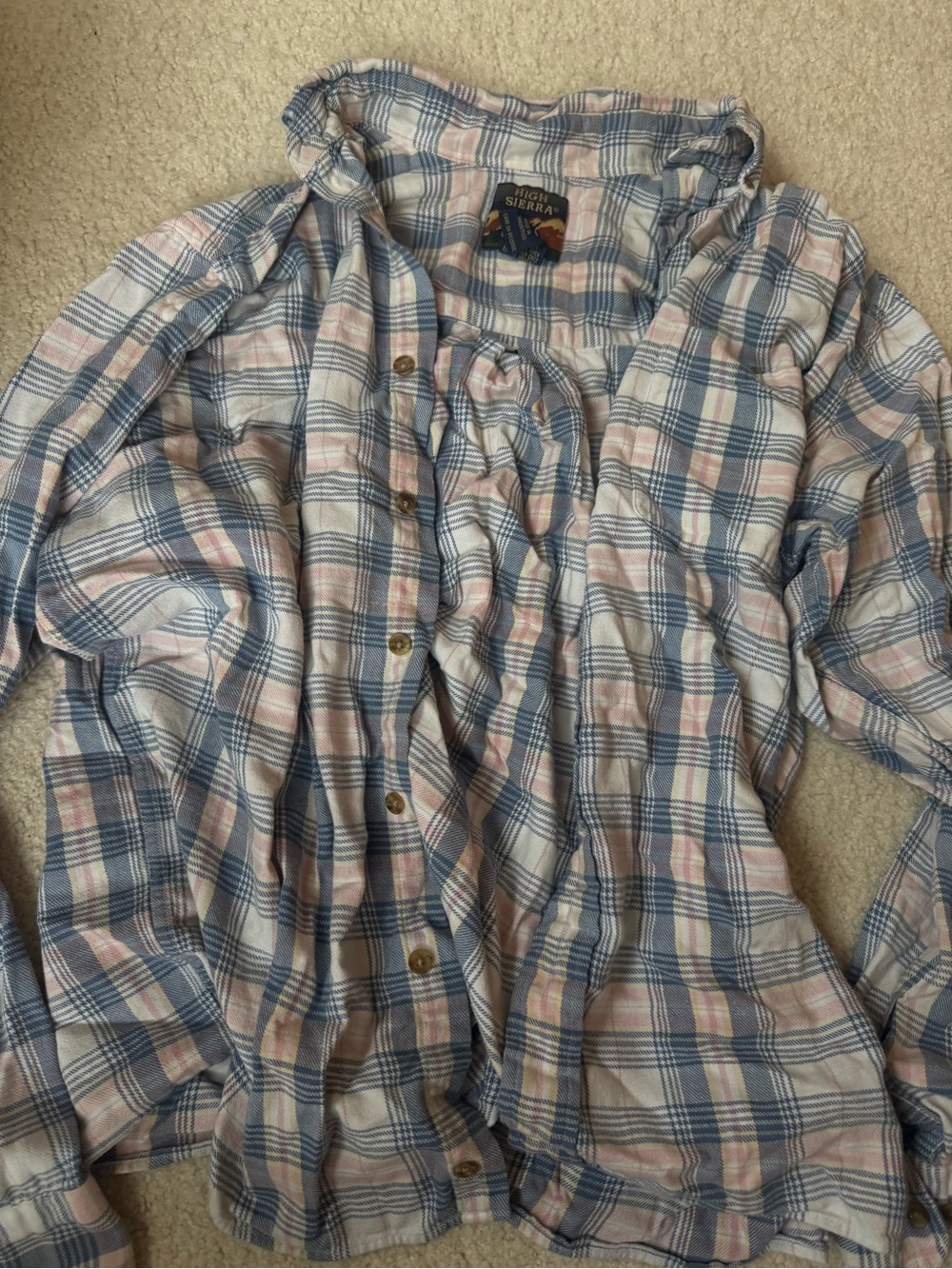 Blue & Pink Plaid Button-Up Shirt - 90s plaid Casual Shirt